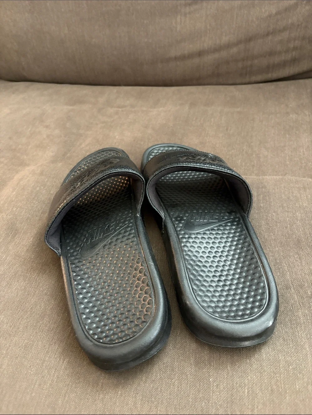 Nike Black Glossy Logo Slide Sandals